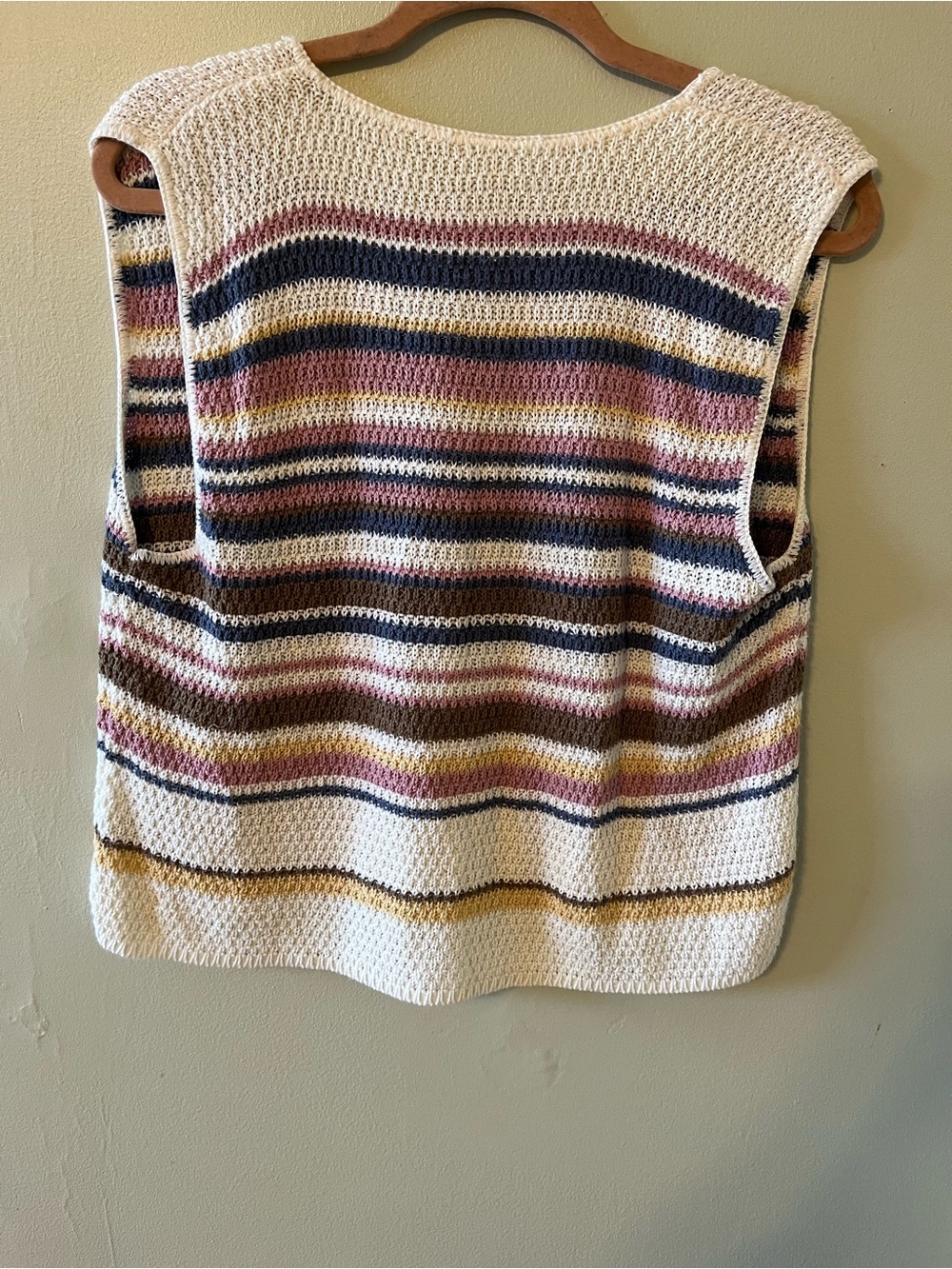 Striped Button-Front Knit Vest - Cream Multi - Picture 3 of 5